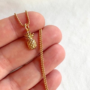 Gold Pineapple Necklace Minimalist Pineapple Pendant Tiny Pineapple Charm Dainty Necklace 14k Gold Filled Chain Fruit Necklace Gifts