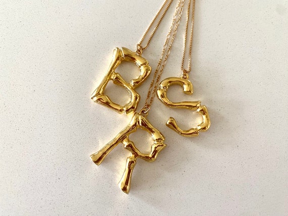 Large letter necklace gold clearance
