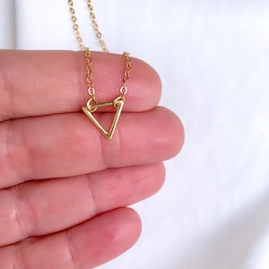 Dainty Triangle Necklace Gold Filled Triangle Pendant Necklace Geometric Jewelry Gold Triangle Charm Simple Everyday Minimalist Necklaces image 6