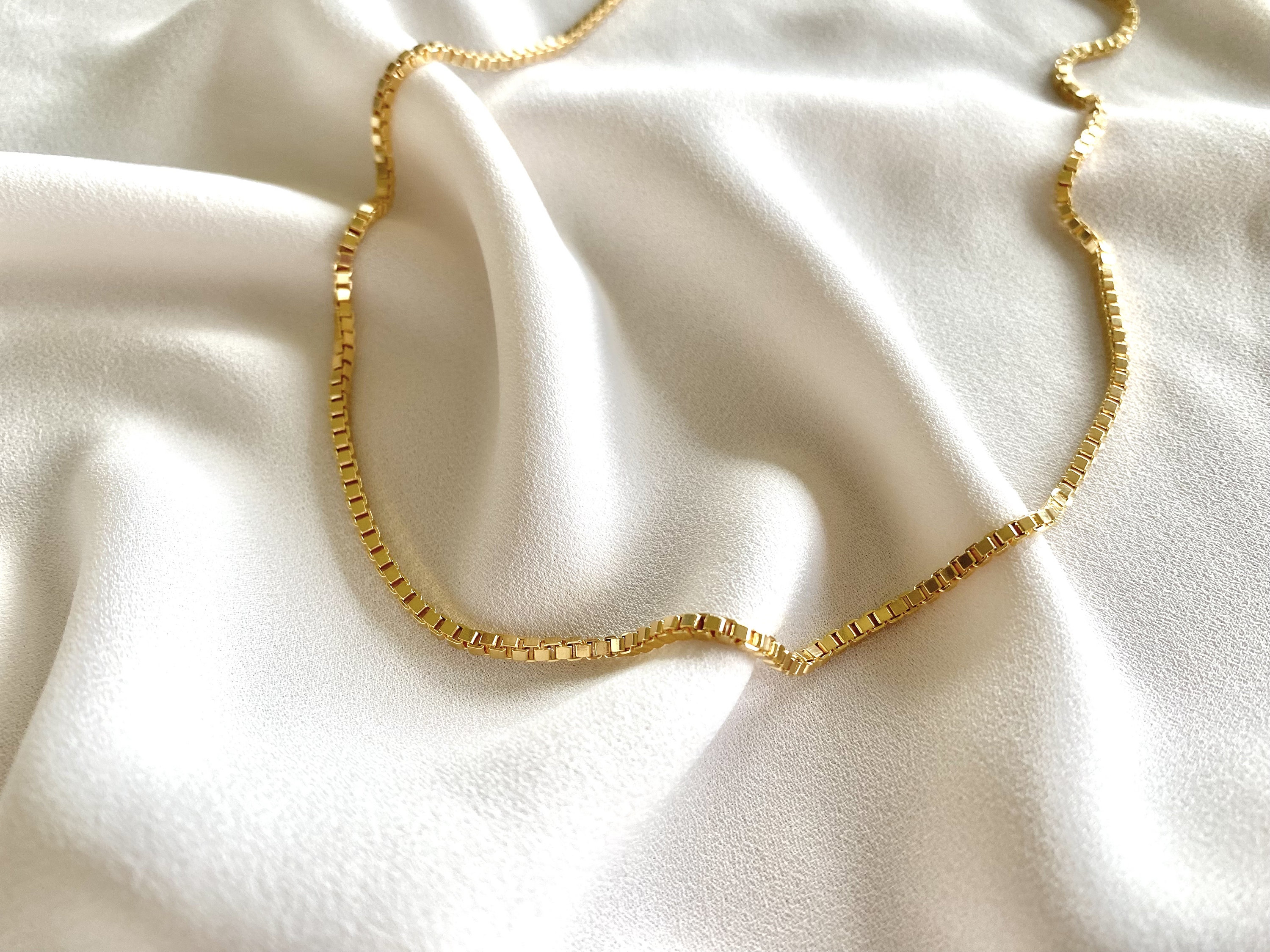 Thick Gold Filled Box Chain Necklace Layering Chains for Women Simple ...