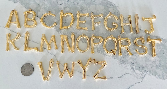 コアナニ チャーム Puffy White Diamond Letter Charm in 14K Gold | Catbird