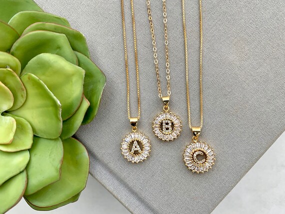 Rhinestone letter charm necklace deals