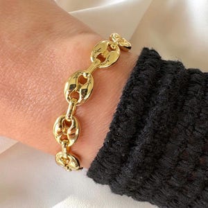 Gold Filled Oval Anchor Link Bracelet Thick Chunky Stacking Bracelets Oblong Link Chain Bracelets Jewelry Gifts for Her Mariner Bracelet