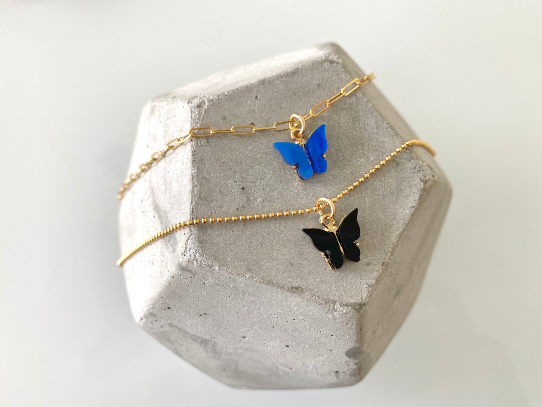 Black Copper Alloy Butterfly Pendant Necklace With Pearl Tassels And Lace Choker 50cm main image 0