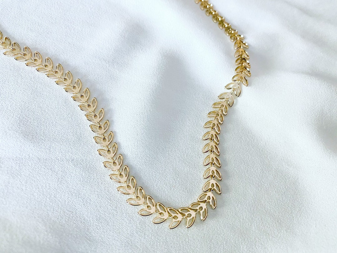 Gold Leaf Chain Necklace Gold Filled Layering Necklace Everyday Gold