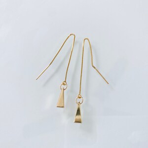 Gold Threader Earrings Gold Filled Ear Threaders Gold Triangle Dangle ...