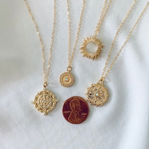 Gold Medallion Necklace Gold Coin Necklace Spanish Relic Coin - Etsy