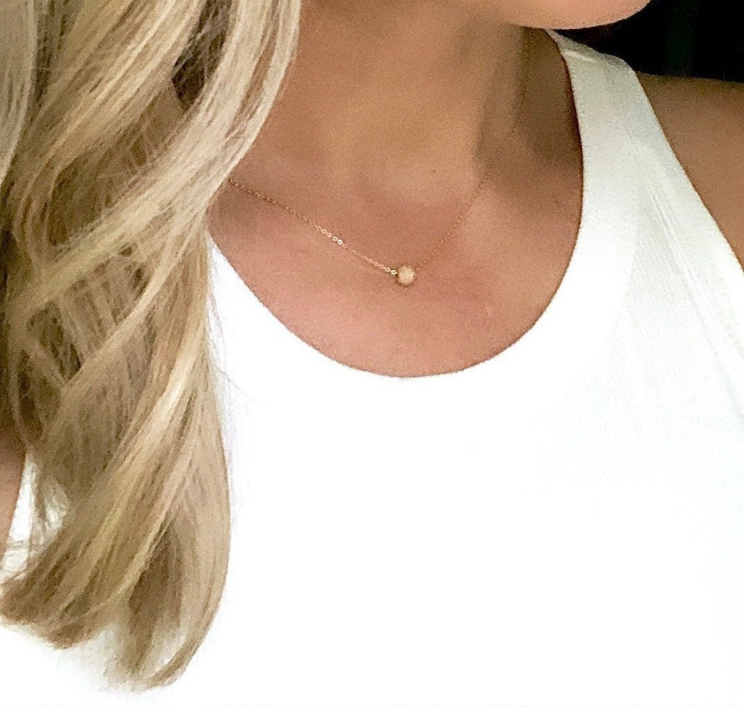 Dainty Gold Filled Ball Charm Necklace Gold Filled Stardust Pendant Elegant Chic Minimalist Necklaces Delicate Simple Gold Jewelry Gifts Etsy