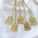 Gold Initial Necklace Vintage Style Gold Medallion Pendant Necklace Gold Square Letter Necklace Gold Filled Paperclip Chain Girlfriend Gifts