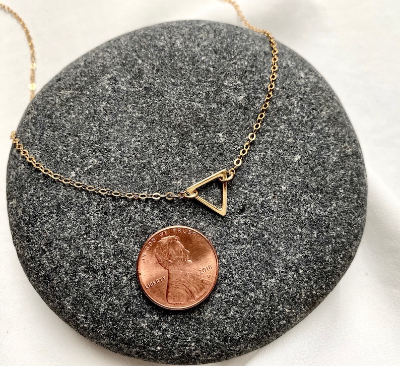 Dainty Triangle Necklace Gold Filled Triangle Pendant Necklace Geometric Jewelry Gold Triangle Charm Simple Everyday Minimalist Necklaces image 8