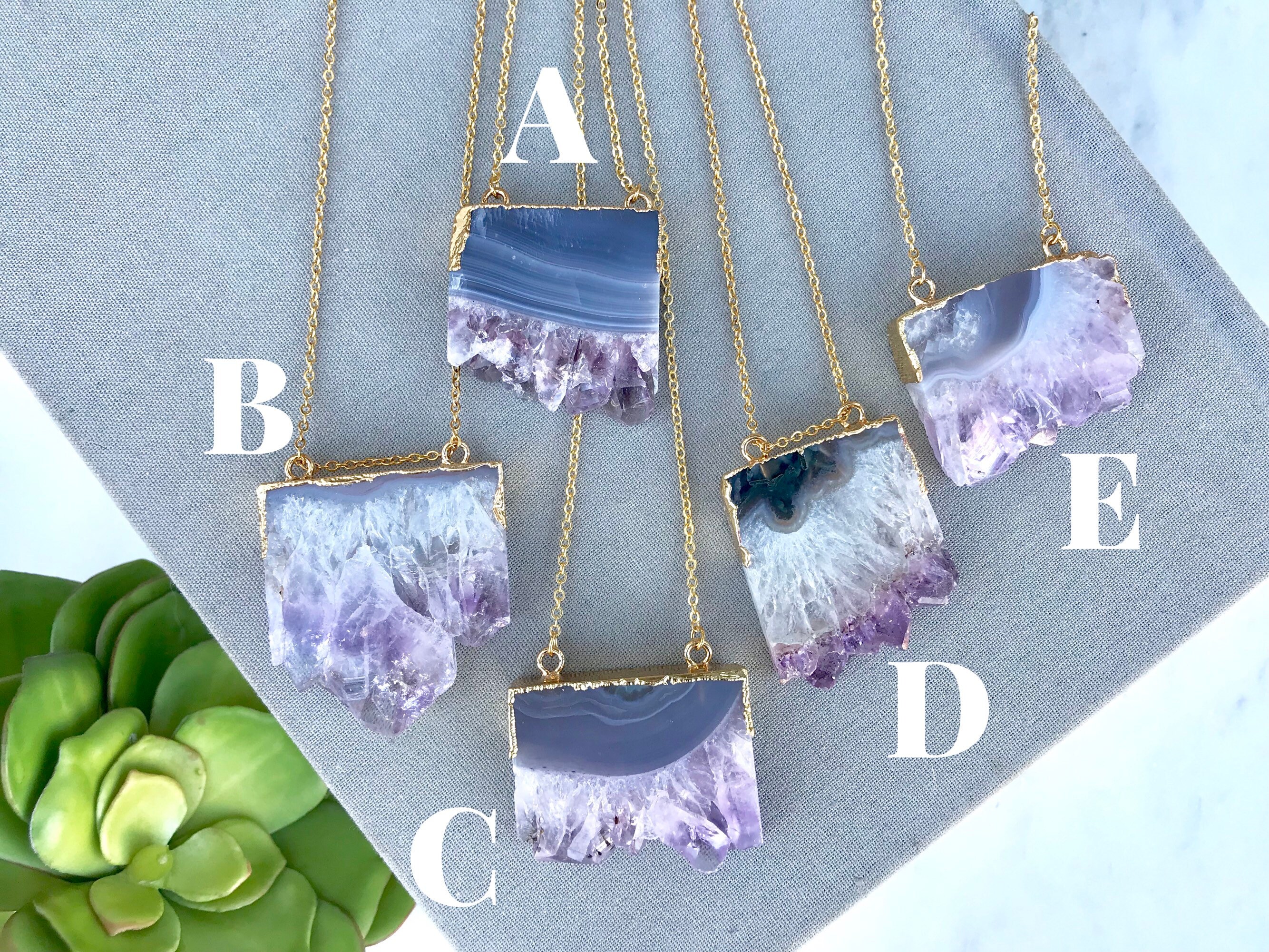 Raw Amethyst Necklace Amethyst Rectangle Pendant Square Purple - Etsy