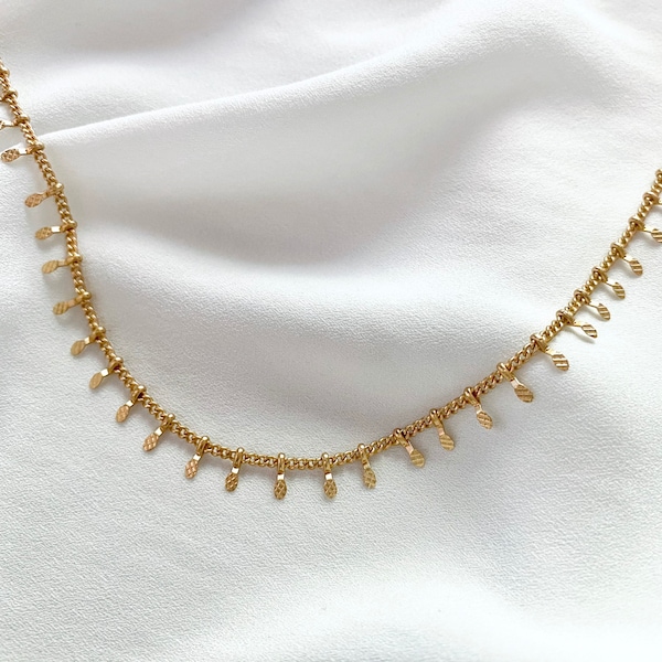 Gold Dangle Bar Necklace Matte Gold Fringe Necklace Minimalist Gold Dangly Bars Choker Bohemian Festival Necklace Gold Bar Spikes Chain Gift