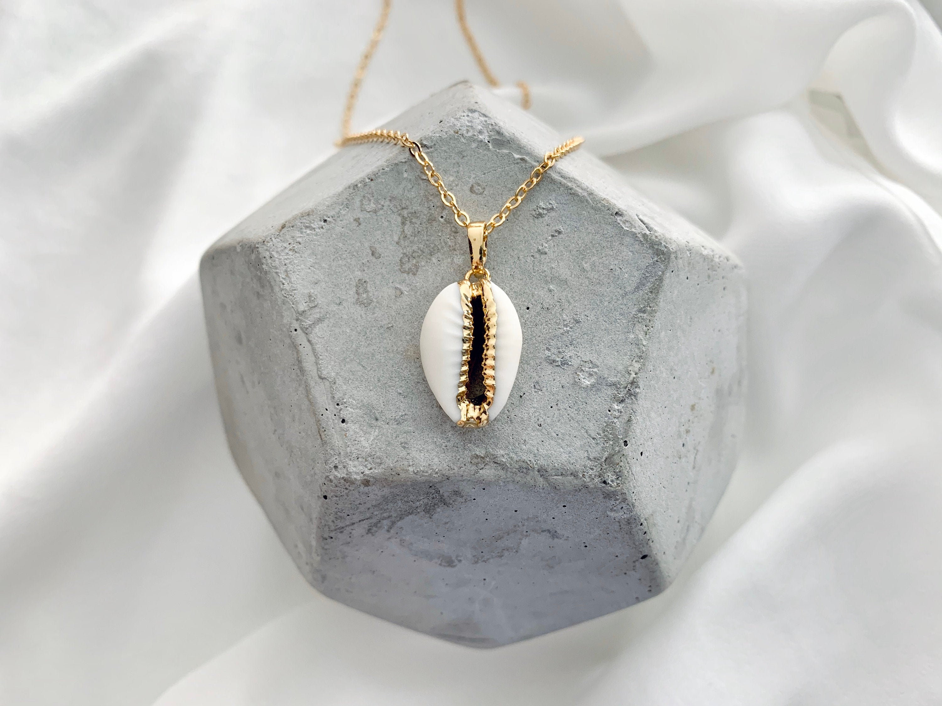 Cowrie Necklace Gold Cowrie Shell Necklace 24k Gold Dipped Cowrie 14k…
