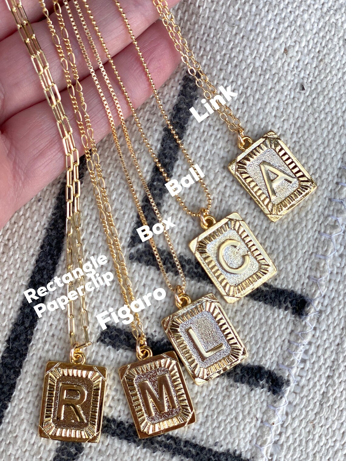 Gold Initial Necklace Vintage Style Gold Medallion Pendant Etsy