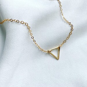 Dainty Triangle Necklace Gold Filled Triangle Pendant Necklace Geometric Jewelry Gold Triangle Charm Simple Everyday Minimalist Necklaces image 7