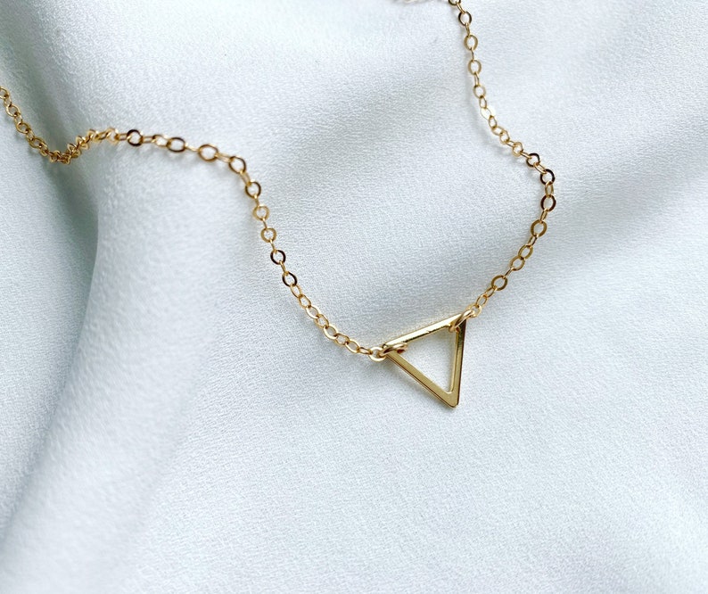 Dainty Triangle Necklace Gold Filled Triangle Pendant Necklace Geometric Jewelry Gold Triangle Charm Simple Everyday Minimalist Necklaces image 7