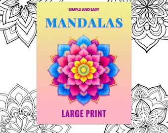 大人のためのシンプルなマンダラ塗り絵100枚｜印刷可能なPDF｜マインドフルネスとストレス解消のための禅アート｜デジタル版をすぐにダウンロード｜リラックス