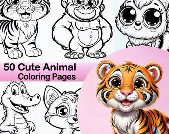 子供向け動物ぬり絵50枚（デジタルダウンロード）