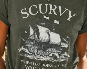 Scurvy Comfort Colors Pirate T-Shirt – Vintage Nautical Humor Graphic
