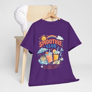 Shirt smoothieclub, retro zomer-T-shirt, shirt strandvakantie, leuk grafisch T-shirt, kleurrijk tropisch T-shirt afbeelding 9