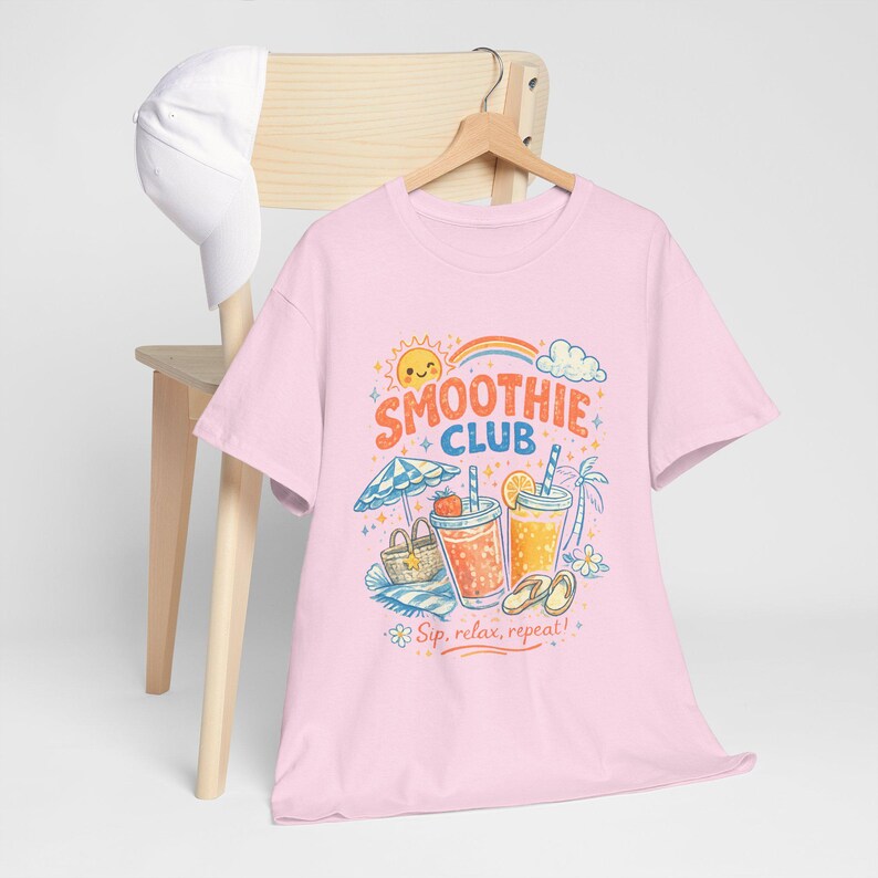 Shirt smoothieclub, retro zomer-T-shirt, shirt strandvakantie, leuk grafisch T-shirt, kleurrijk tropisch T-shirt afbeelding 10