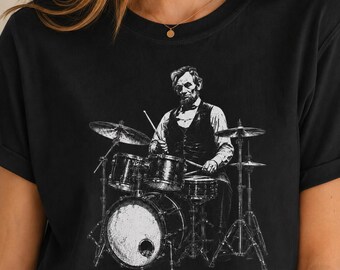 Abraham Lincoln Drummer Shirt, Funny History Music Tee, Drummer Gift, Music Teacher Shirt, Vintage President Graphic Tee