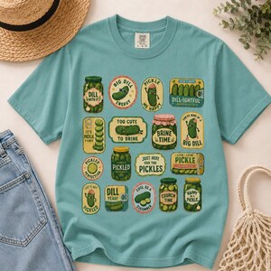 Funny Pickle Shirt, Retro Pickle Graphic Tee, Comfort Colors 1717, Cute Foodie Gift, Dill With It Pickle Lover Tee image 5