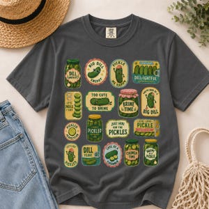 Funny Pickle Shirt, Retro Pickle Graphic Tee, Comfort Colors 1717, Cute Foodie Gift, Dill With It Pickle Lover Tee image 9