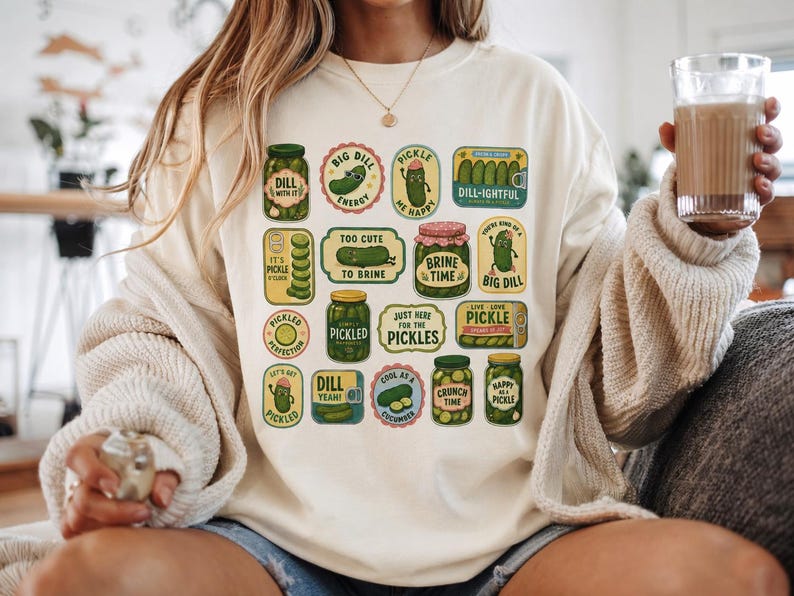Funny Pickle Shirt, Retro Pickle Graphic Tee, Comfort Colors 1717, Cute Foodie Gift, Dill With It Pickle Lover Tee image 2
