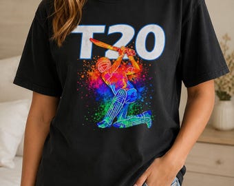 T20 Cricket Batter T-shirt | Color Splash Cricket Player Design