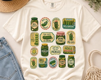 Funny Pickle Shirt, Retro Pickle Graphic Tee, Comfort Colors 1717, Cute Foodie Gift, Dill With It Pickle Lover Tee