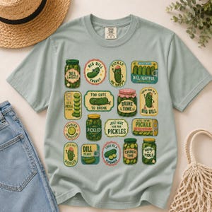 Funny Pickle Shirt, Retro Pickle Graphic Tee, Comfort Colors 1717, Cute Foodie Gift, Dill With It Pickle Lover Tee image 6