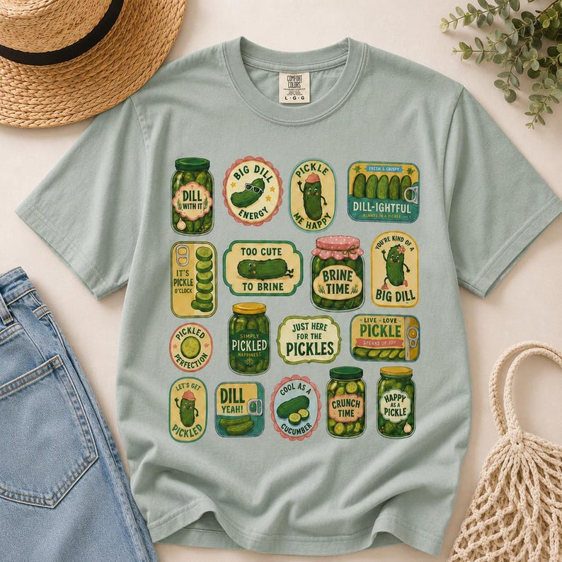 Funny Pickle Shirt, Retro Pickle Graphic Tee, Comfort Colors 1717, Cute Foodie Gift, Dill With It Pickle Lover Tee image 6