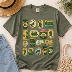Funny Pickle Shirt, Retro Pickle Graphic Tee, Comfort Colors 1717, Cute Foodie Gift, Dill With It Pickle Lover Tee image 7