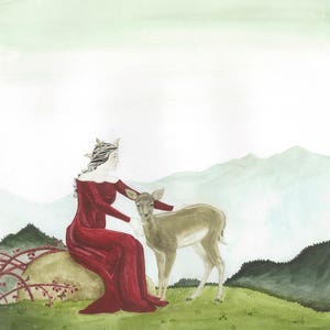 Greeting Card. Fairy-tale Greeting Card. &#39;The Princess and the Doe&#39; A6 Greeting Card with Envelope
