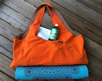 Yoga Mat Bag | Soft Linen | Natural, Eco Friendly, Light, Large Washable Yoga & Pilates bag with Zipper Pocket | Yoga Gift