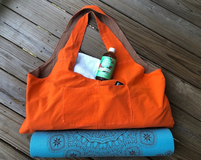 Yoga Mat Bag | Soft Linen | Natural, Eco Friendly, Light, Large Washable Yoga & Pilates bag with Zipper Pocket | Yoga Gift
