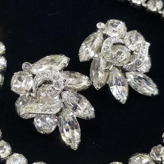 Vintage Eisenberg Rhinestone Necklace Earrings We… - image 3