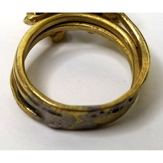 Vintage Brass Nugget Ring Organic Pebble Artisan … - image 10