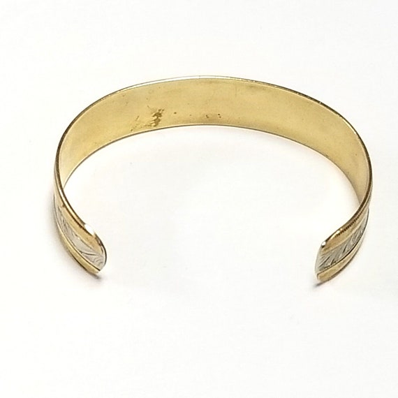 Mexico Silver Gold Filled Cuff Bracelet Scroll De… - image 8