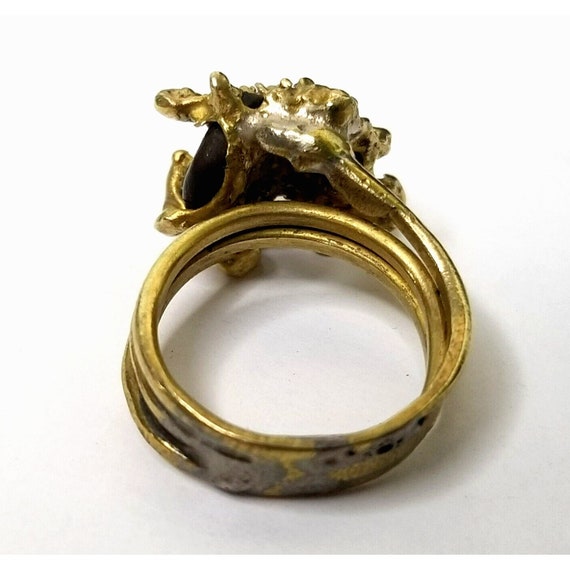 Vintage Brass Nugget Ring Organic Pebble Artisan … - image 9