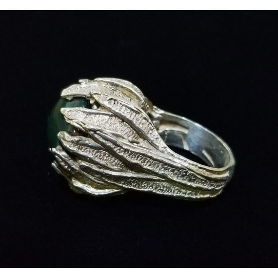 Sterling Silver Bloodstone Ring Brutalist Artisan… - image 6