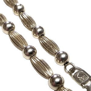 999 Fine Silver USA Ball Bead Bracelet Smooth Brushed Finish 7" Modern Vintage Jewelry 6.3g