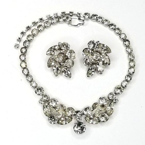 Vintage Eisenberg Rhinestone Necklace Earrings We… - image 10