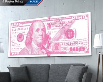 Pink 100 Dollar Bill Art: Motivational Canvas Print