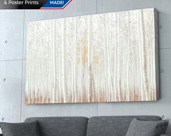White Birch Tree Forest Print: Minimalist Nature Art