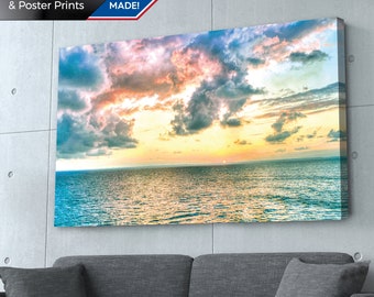 Beach Sunset Canvas Print: Ocean Waves, Nature Art