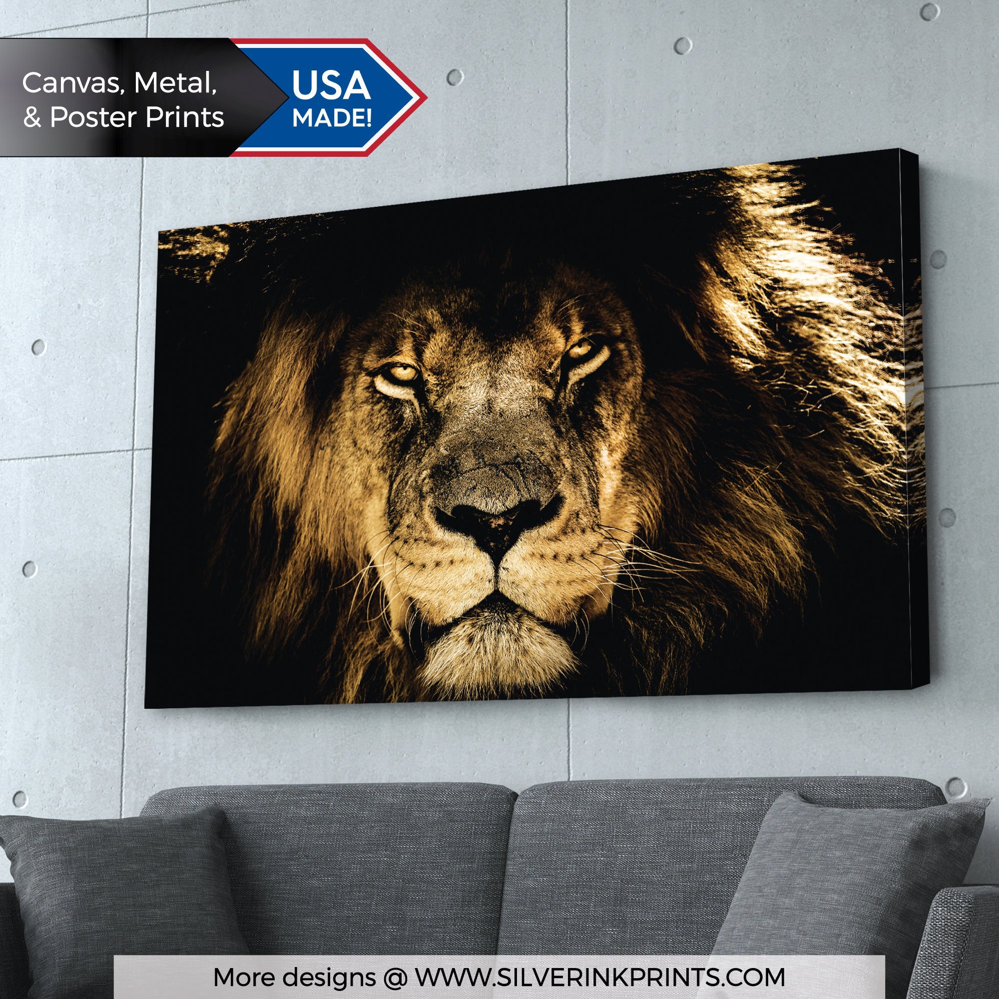 Wildlife animal Lion Family 5 Pcs Canvas Wall Art Painting Poster Home Decor 