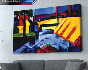 Bluemner 'Evening Tones' Print: Abstract River Landscape Art