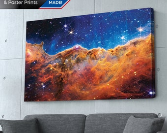 Carina Nebula Print: Cosmic Cliffs, Space Telescope Image